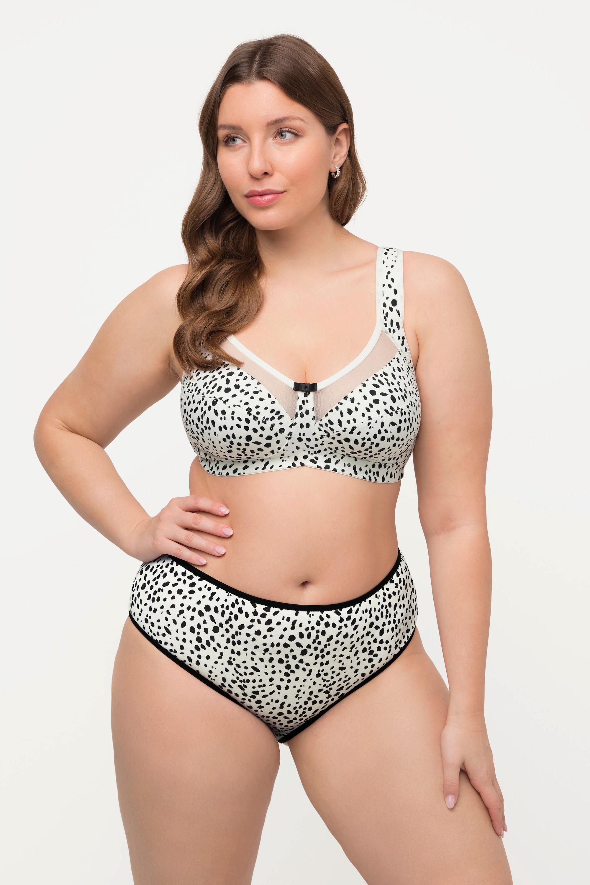 Ulla Popken  Reggiseno sostenitivo senza ferretto con fantasia animalier, mesh e coppa C-H 