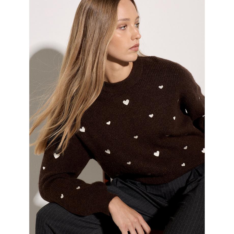 Bestickter Pullover mit Herz