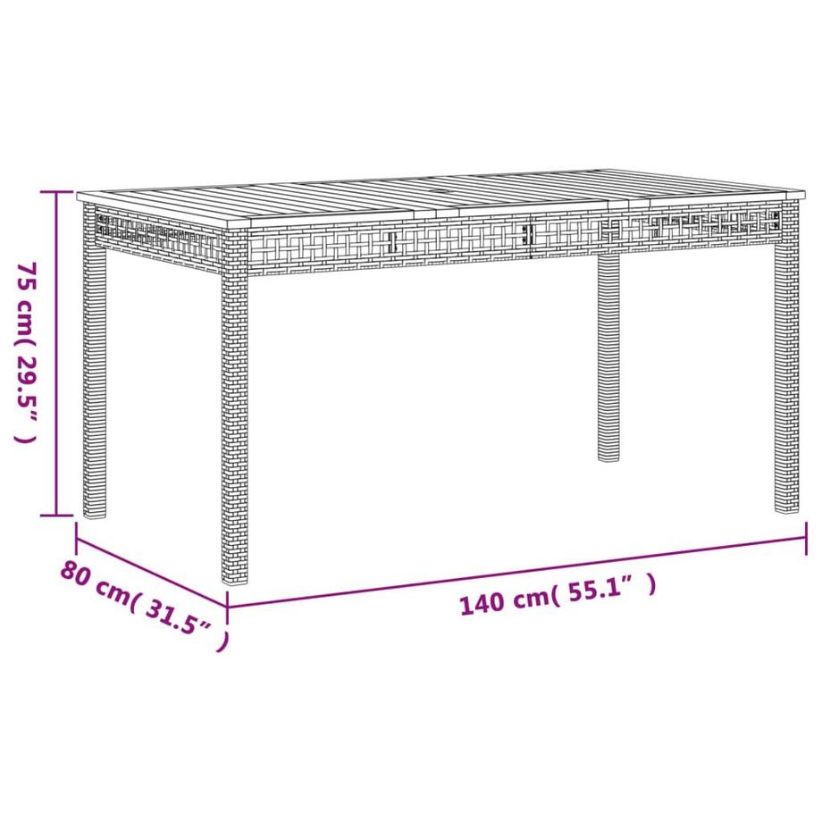 VidaXL tavolo da giardino Polirattan  