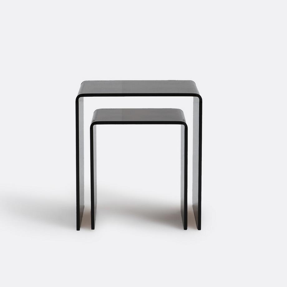 La Redoute Intérieurs Set Joan mit 2 ausziehbaren Beistelltischen aus gehärtetem Glas  