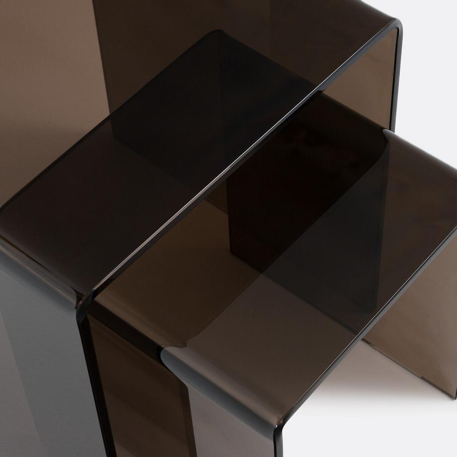 La Redoute Intérieurs Set Joan mit 2 ausziehbaren Beistelltischen aus gehärtetem Glas  