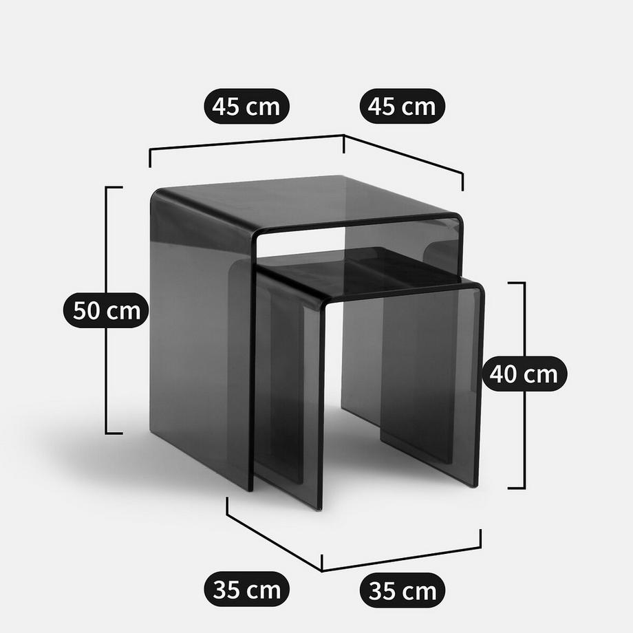 La Redoute Intérieurs Set Joan mit 2 ausziehbaren Beistelltischen aus gehärtetem Glas  