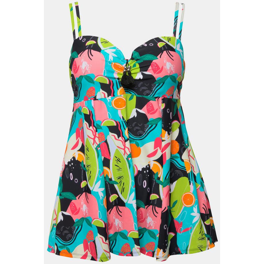 Ulla Popken Robe de bain imprimé fruits bonnets souples pompon recyclé  