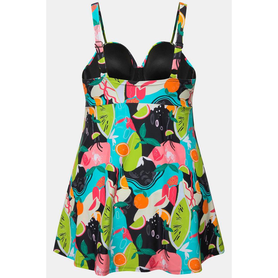 Ulla Popken Robe de bain imprimé fruits bonnets souples pompon recyclé  