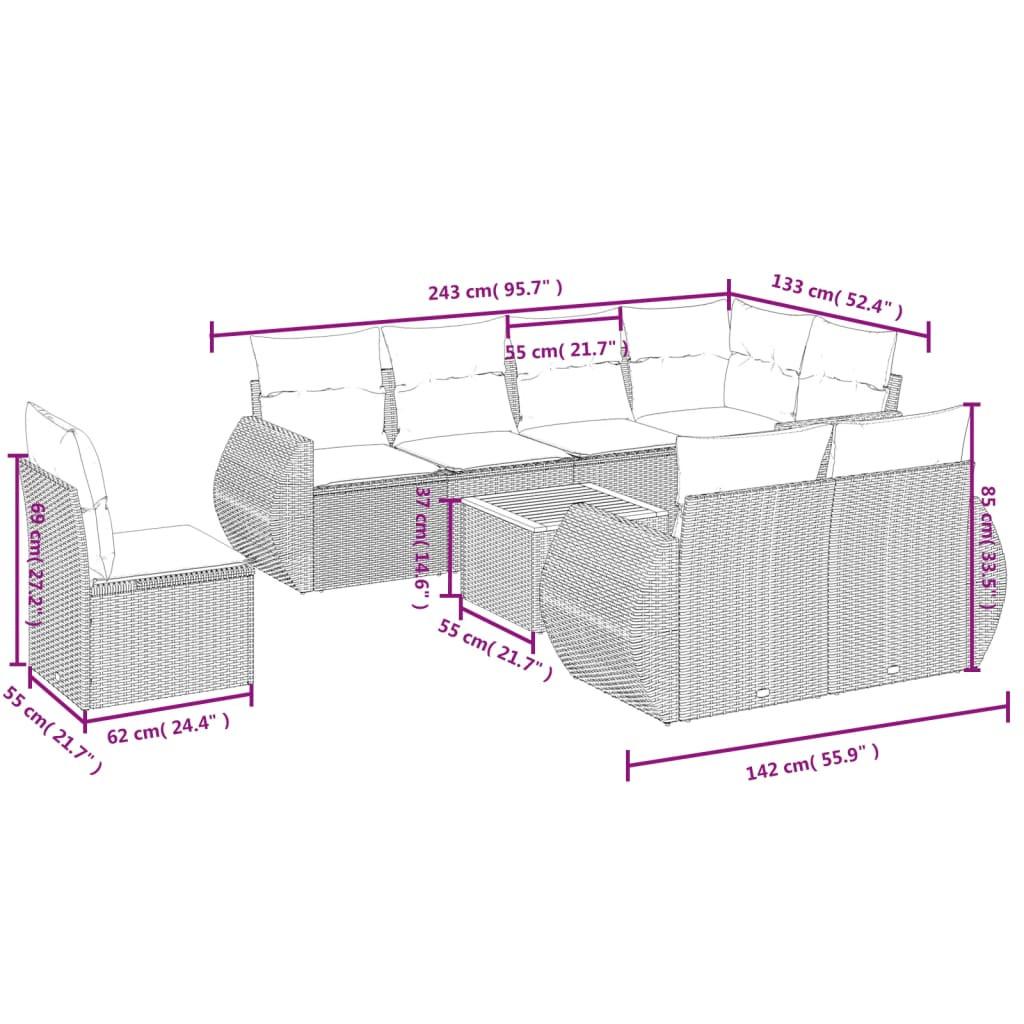 VidaXL set divano da giardino Polirattan  