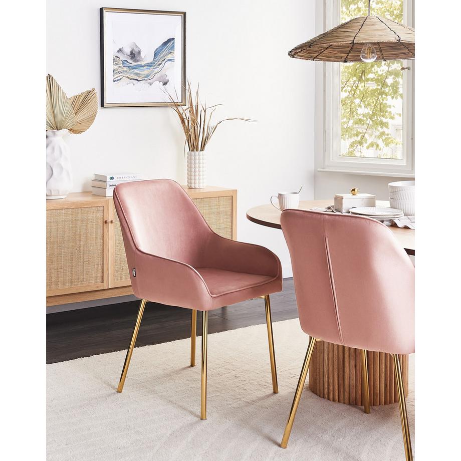 Beliani Lot de 2 chaises de salle à manger en Velours Glamour LOVERNA  