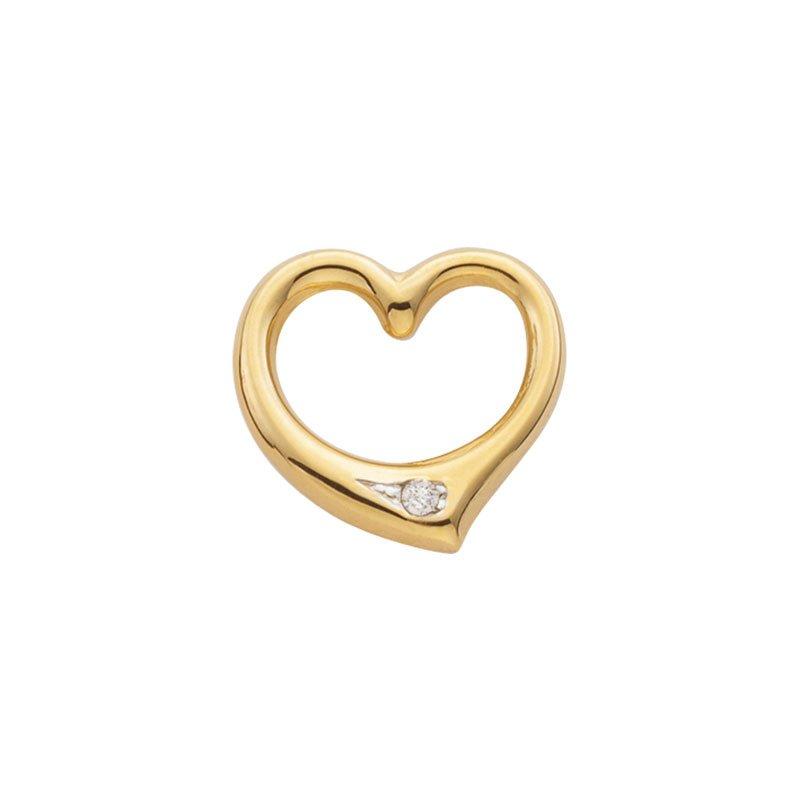 MUAU Schmuck  Anhänger Herz Gelbgold 750 Diamant 0.02ct. 12x12mm 