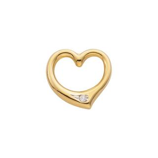 MUAU Schmuck  Anhänger Herz Gelbgold 750 Diamant 0.02ct. 12x12mm 