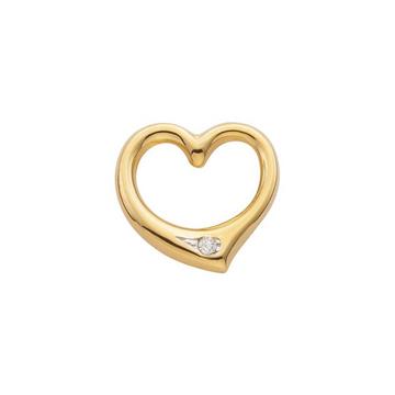 Pendentif coeur or jaune 750 diamant 0,02ct. 12x12mm