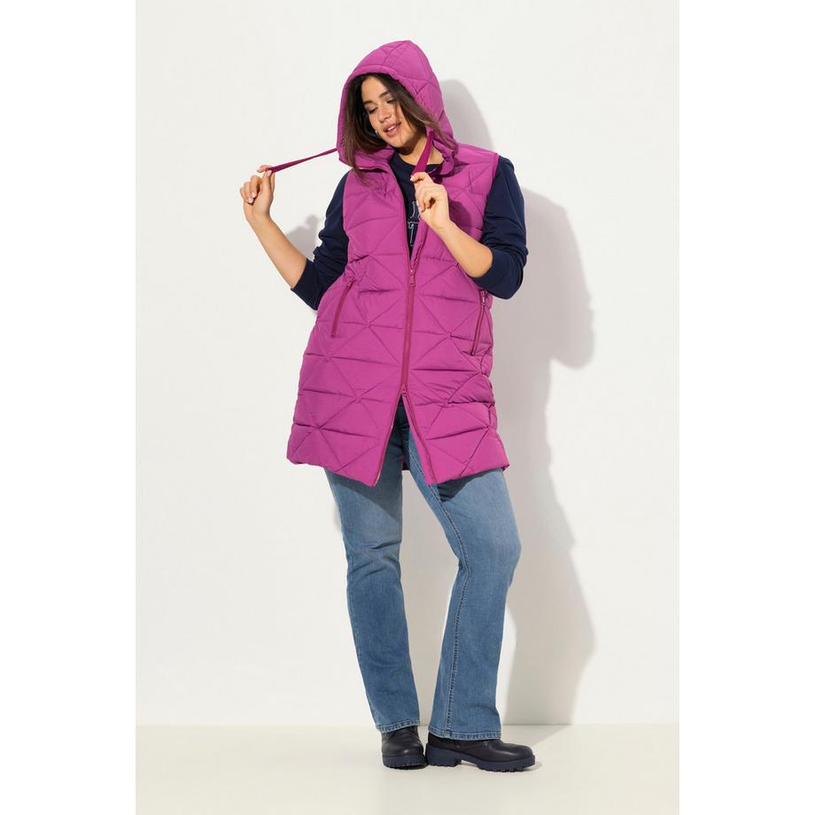 Ulla Popken Long Steppweste A-Linie Kapuze  