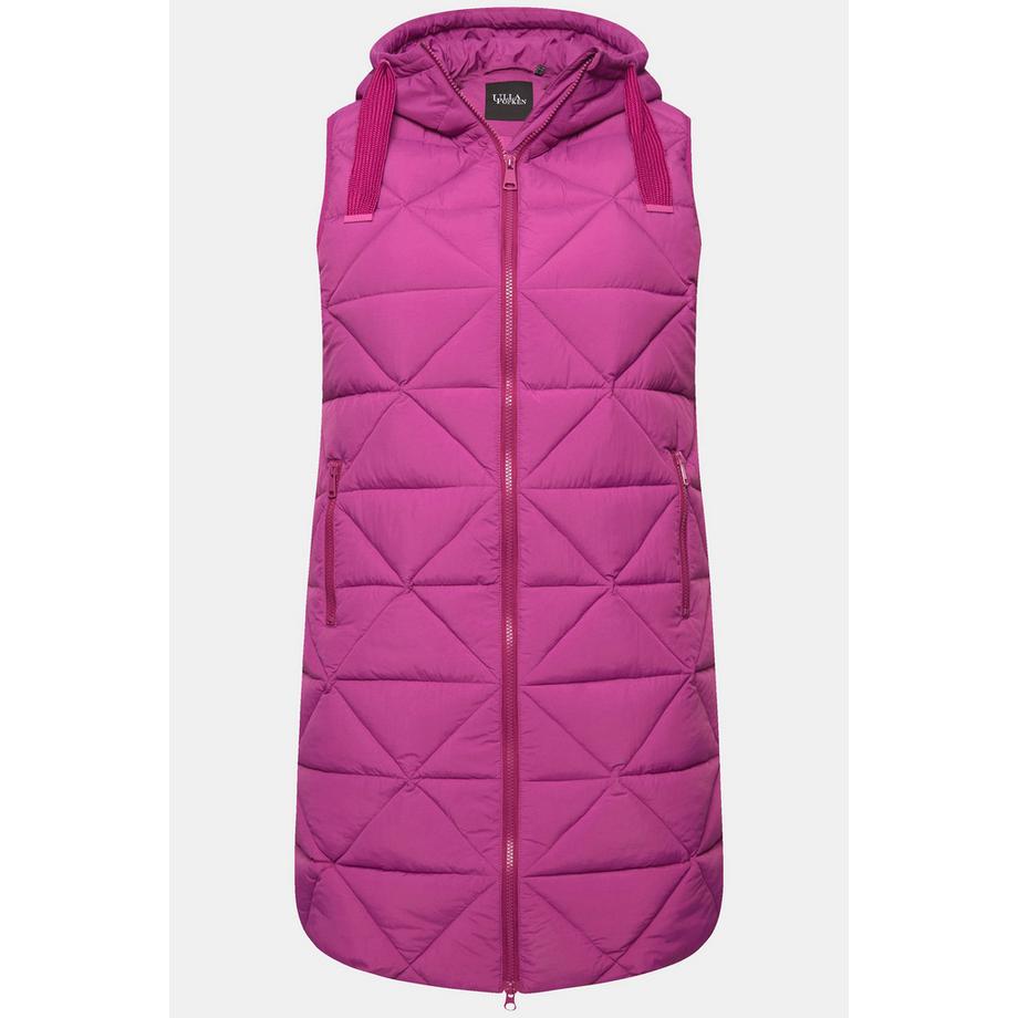 Ulla Popken Long Steppweste A-Linie Kapuze  