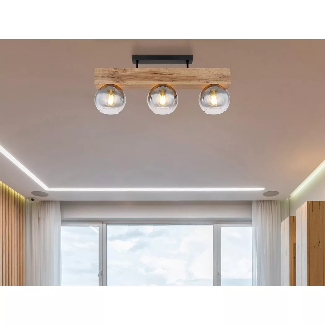 mutoni – Deckenleuchte Moitas Metall holzoptik 3xE27, One Size, Multicolor