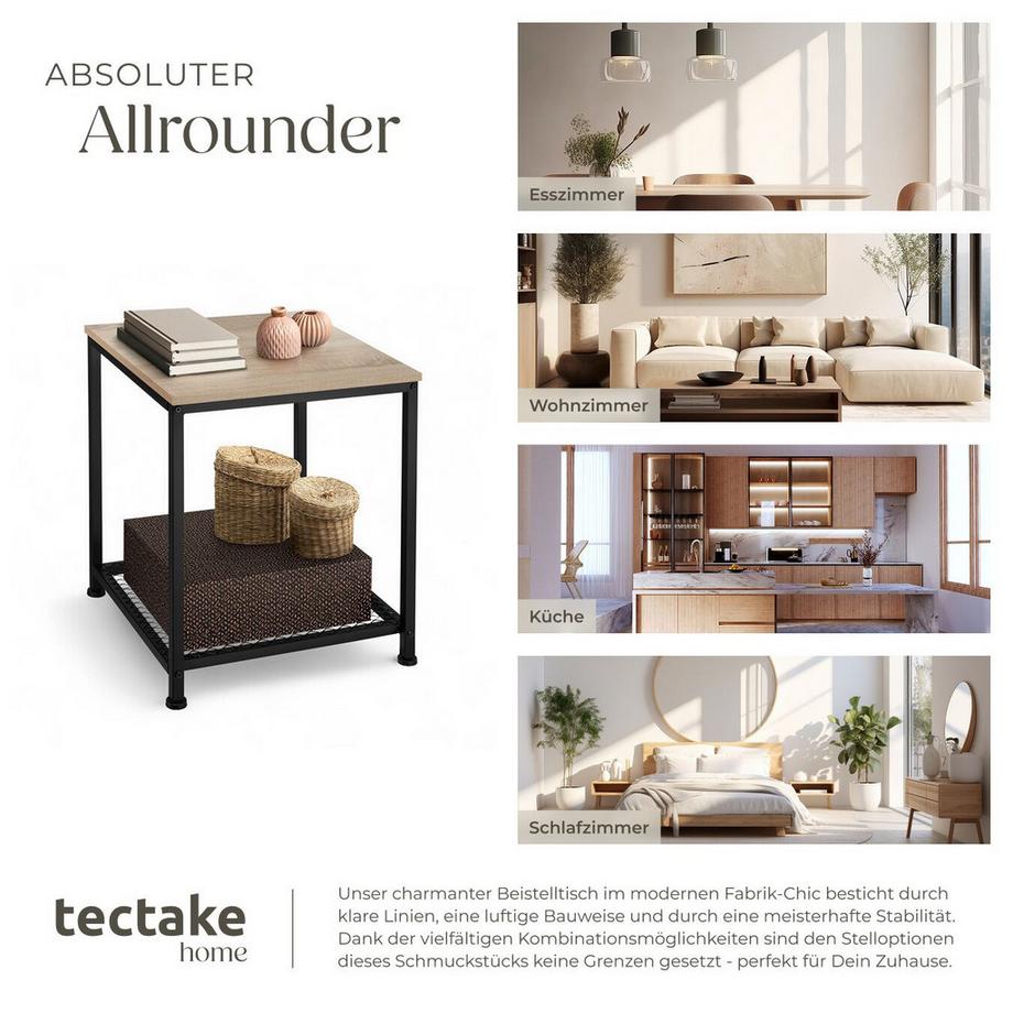 Tectake Beistelltisch Derby Industrial Style Holz und Stahl  