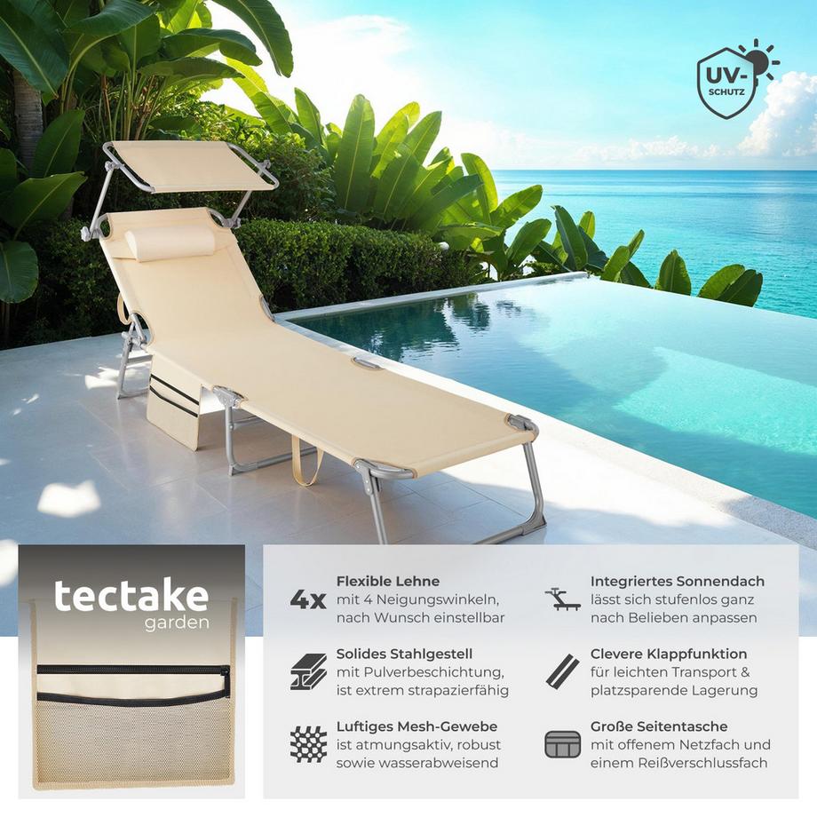 Tectake Bain de soleil CHLOÉ pliable  