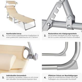 Tectake Sonnenliege stufenlos verstellbares Sonnendach  