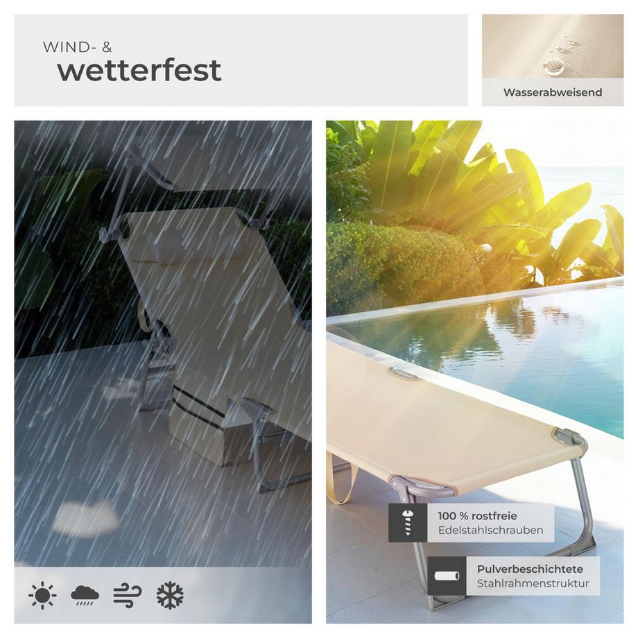 Tectake Sonnenliege Chloé klappbar  stufenlos verstellbares Sonnendach  