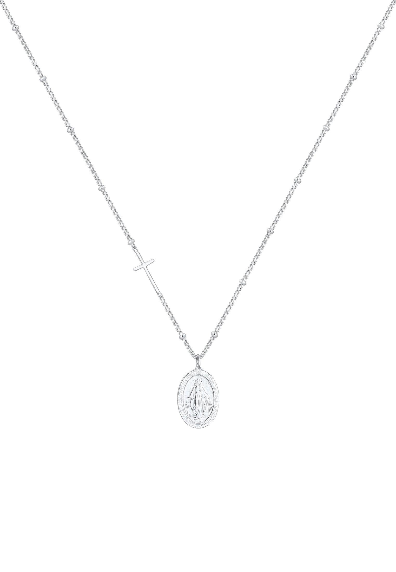 Elli  Halskette Marienbild Kreuz Anhänger 