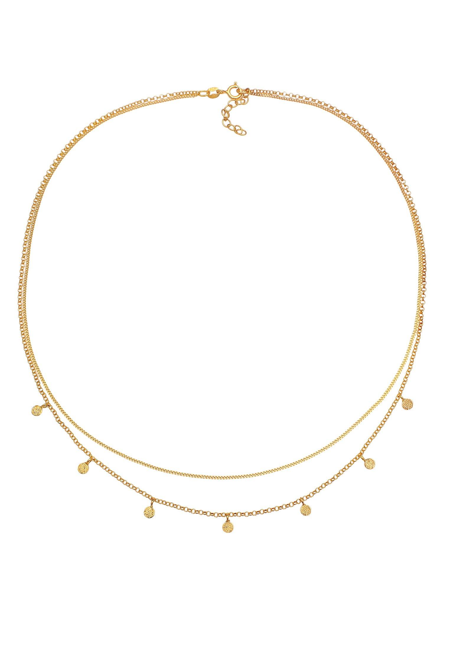 Elli  Halskette Layer Mini Plättchen Gehämmert 