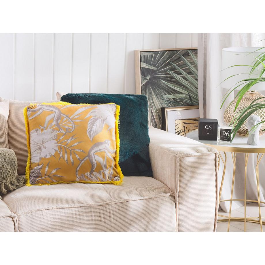 Beliani Dekokissen 2er Set aus Samtstoff Modern MANJU  