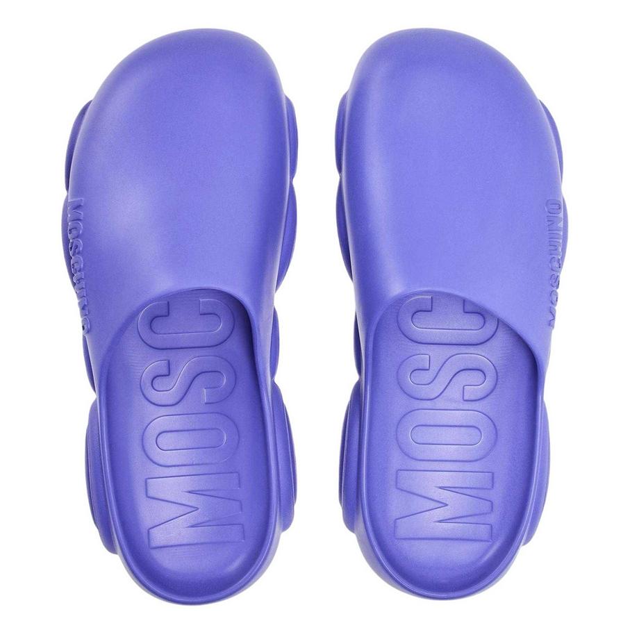 MOSCHINO Flache Badesandale mit geprägtem Logo  