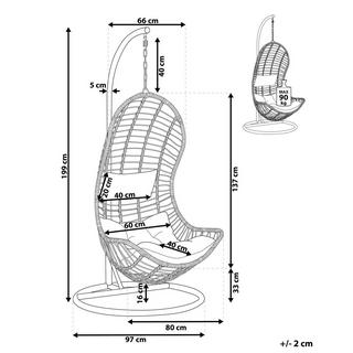 Beliani Hängesessel mit Gestell aus PE Rattan Retro PINETO  