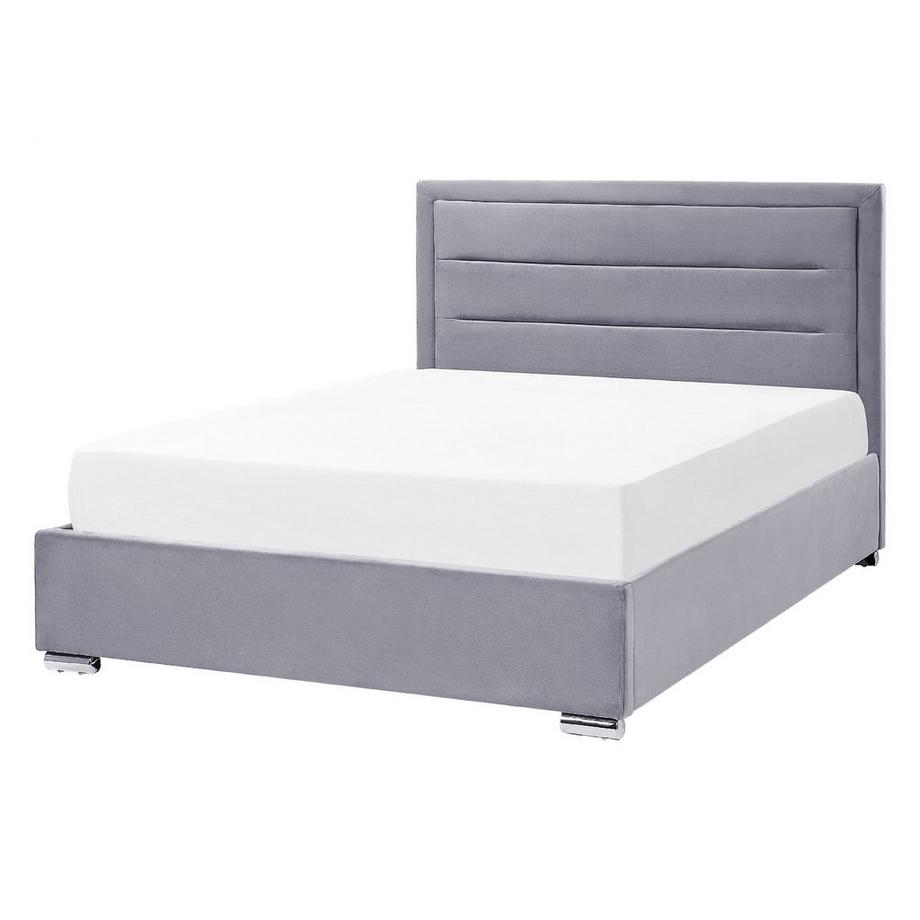 Beliani Lit avec coffre de rangement en Velours Moderne ROUEN  