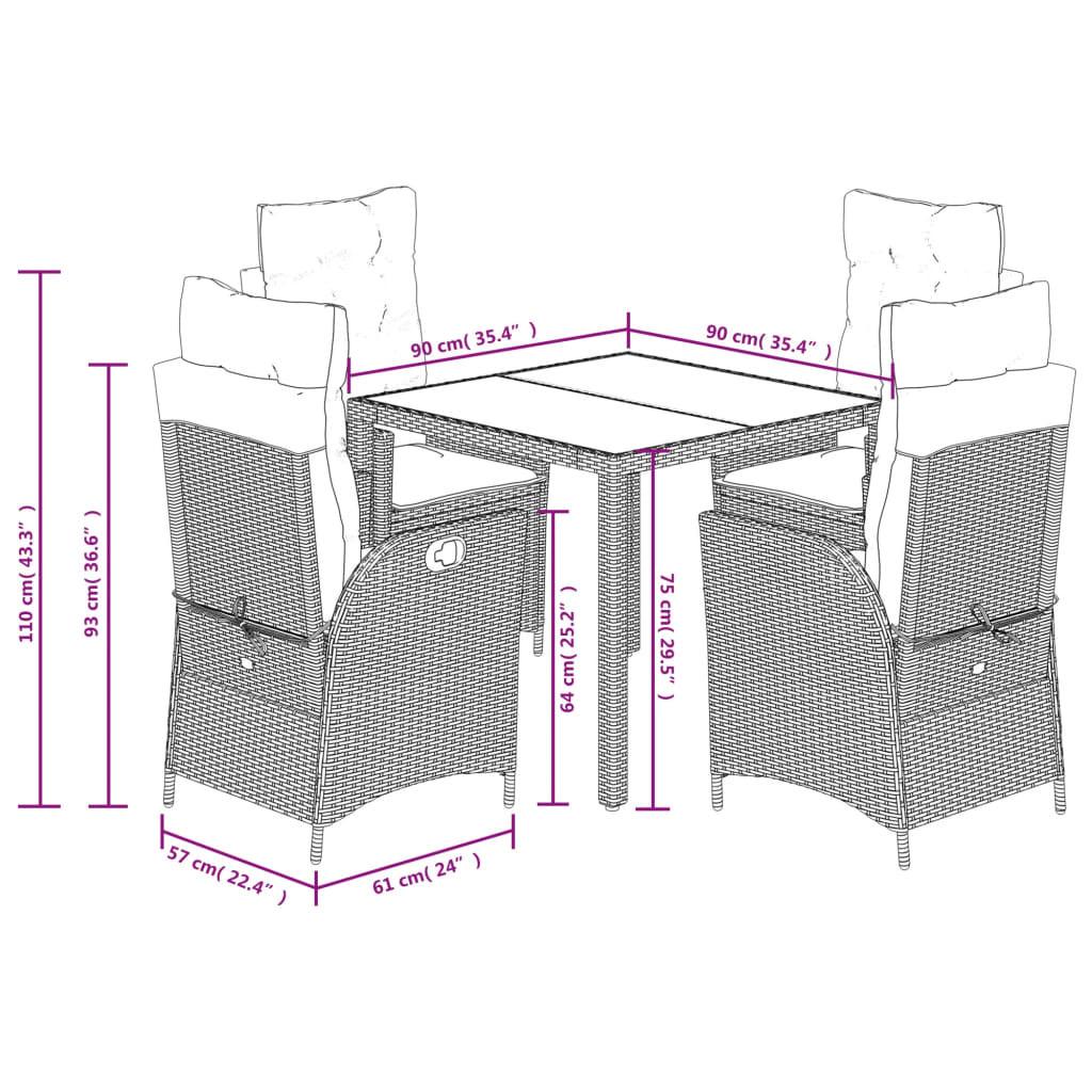 VidaXL Ensemble de salle à manger de jardin rotin synthétique  