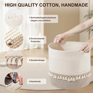 Alopini Gewebter Wäschekorb aus Baumwolle  