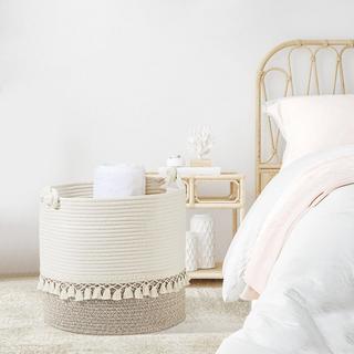 Alopini Gewebter Wäschekorb aus Baumwolle  