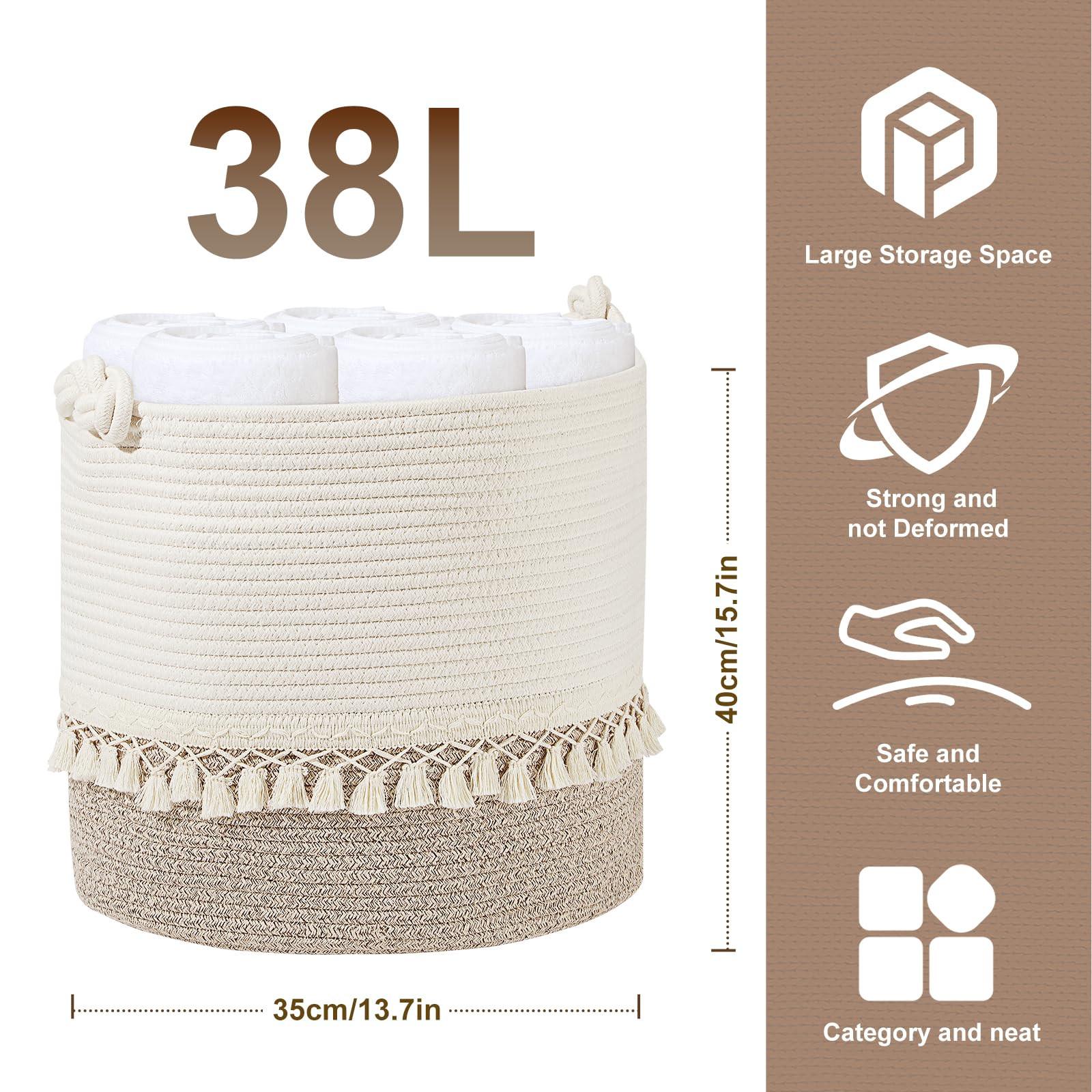 Alopini Gewebter Wäschekorb aus Baumwolle  