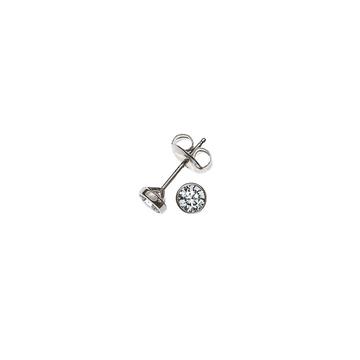 Clous d'oreilles solitaires monture or blanc 750 diamants 0,25ct. 5,5mm