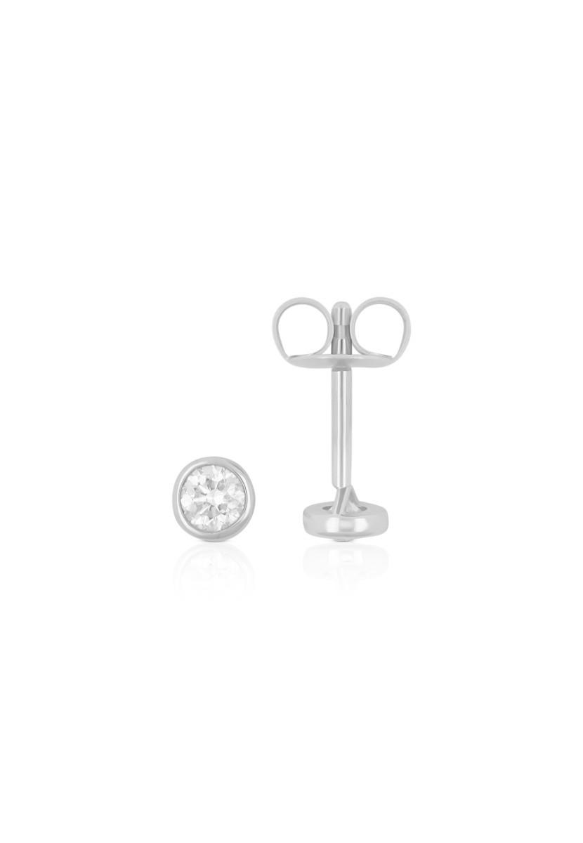 MUAU Schmuck  Clous d'oreilles solitaires monture or blanc 750 diamants 0,25ct. 5,5mm 