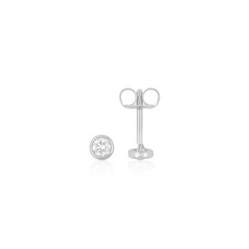 Clous d'oreilles solitaires monture or blanc 750 diamants 0,25ct. 5,5mm