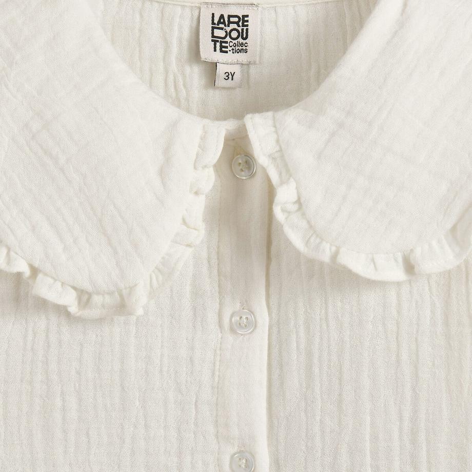 La Redoute Collections  Langärmelige Bluse mit gerüschtem Claudine-Kragen aus Baumwoll-Gaze 