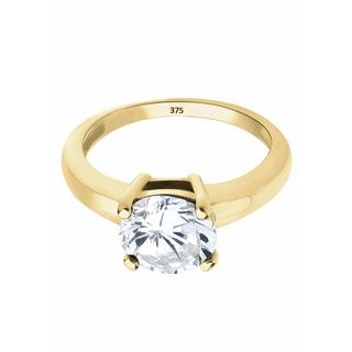 Elli  Bague Femme Solitaire Classique Avec Cristaux De Zircone En Or Jaune 375 