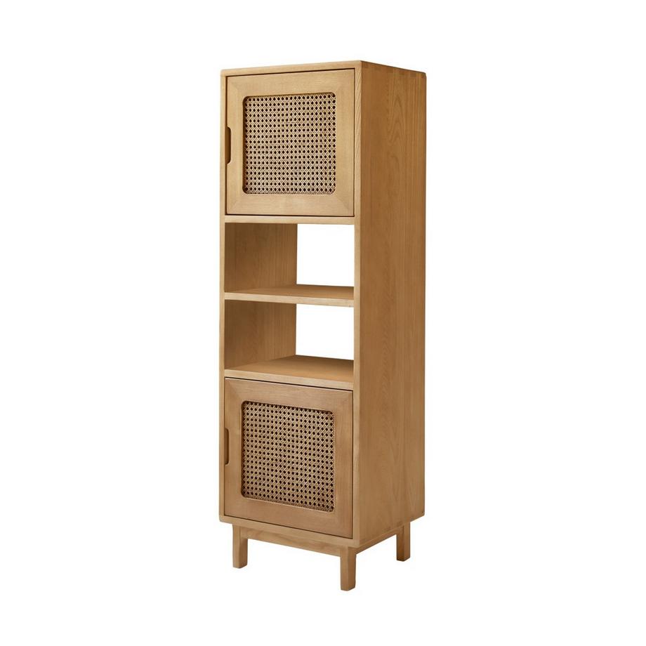 Tikamoon Libreria alta per bambini in legno di olmo massello e rattan Luis  