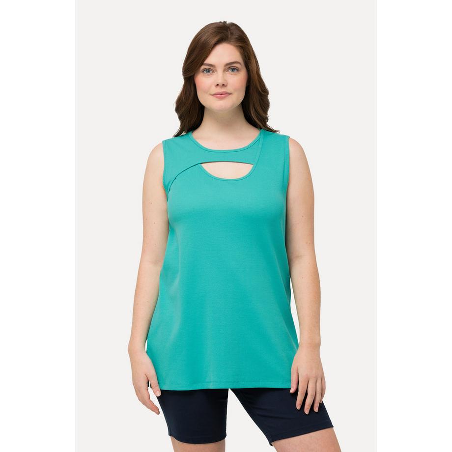 Ulla Popken Rippjersey Rundhals Ärmelloses Top Biobaumwolle  