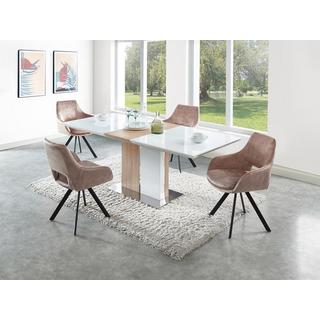 Vente-unique Lot de 6 chaises avec accoudoirs Velours métal KELINE  