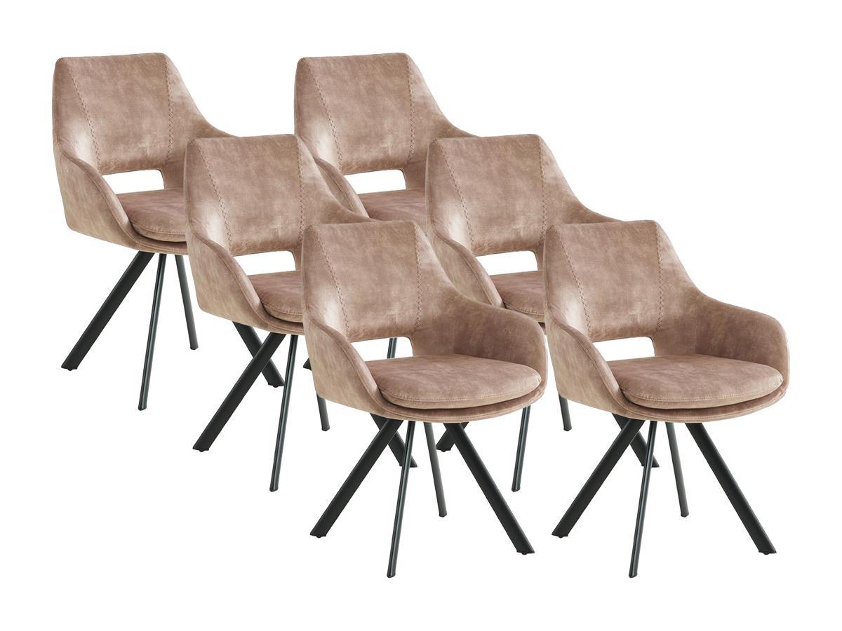 Vente-unique Lot de 6 chaises avec accoudoirs Velours métal KELINE  