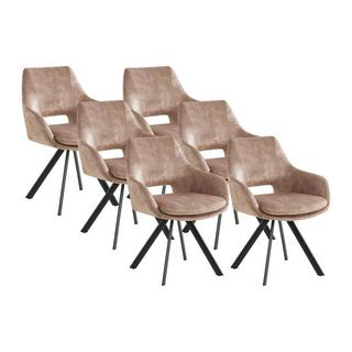 Vente-unique Lot de 6 chaises avec accoudoirs Velours métal KELINE  