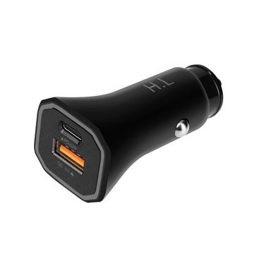 Caricatore Auto USB-C e USB Nero