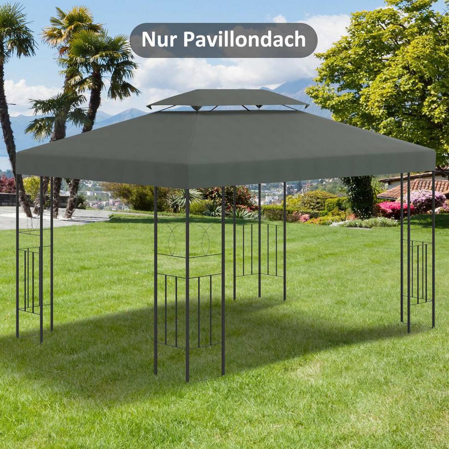 Northio Ersatzdach Pavillondach Für Metallpavillon Gartenpavillon Partyzelt Gartenzelt Polyester 3X4M Dunkelgrau  