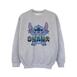 Disney  Lilo And Stitch Ohana Blue Glitch Sweatshirt 