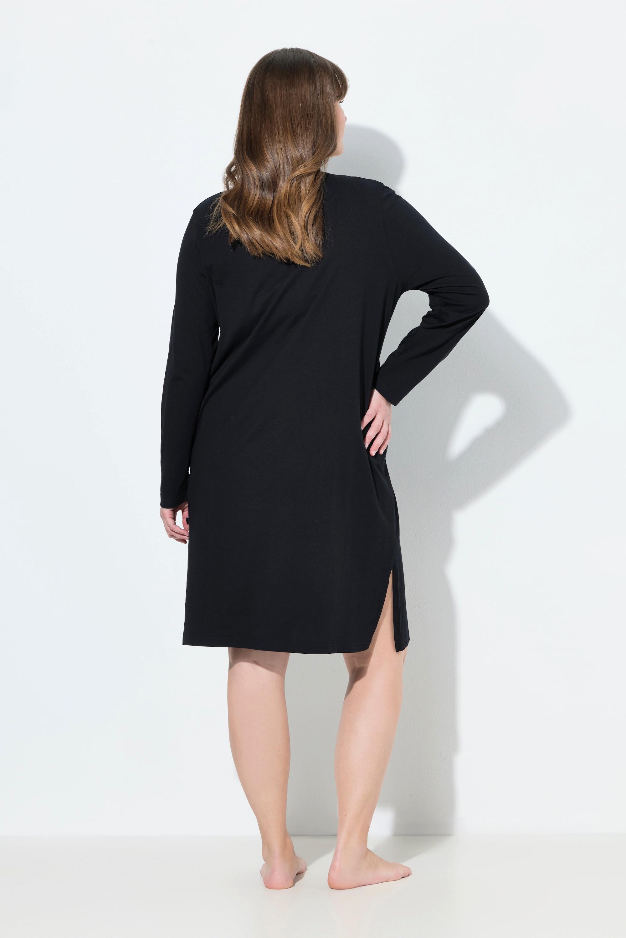 Ulla Popken Leomotiv Scollo a V Maniche Lunghe Bigshirt  