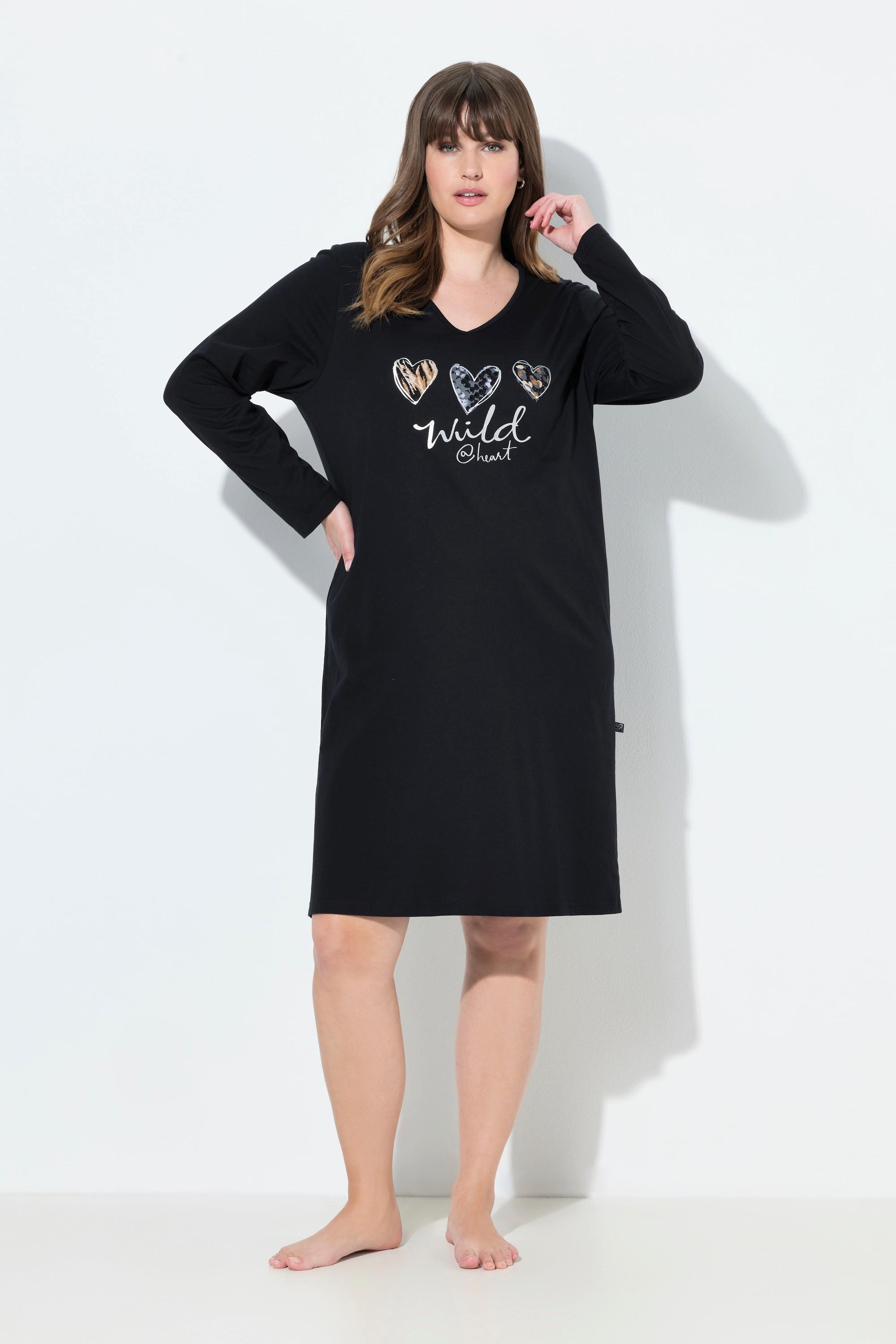 Ulla Popken Leomotiv Scollo a V Maniche Lunghe Bigshirt  