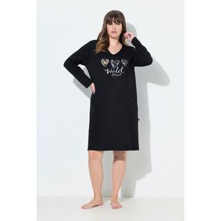 Ulla Popken Leomotiv Scollo a V Maniche Lunghe Bigshirt  