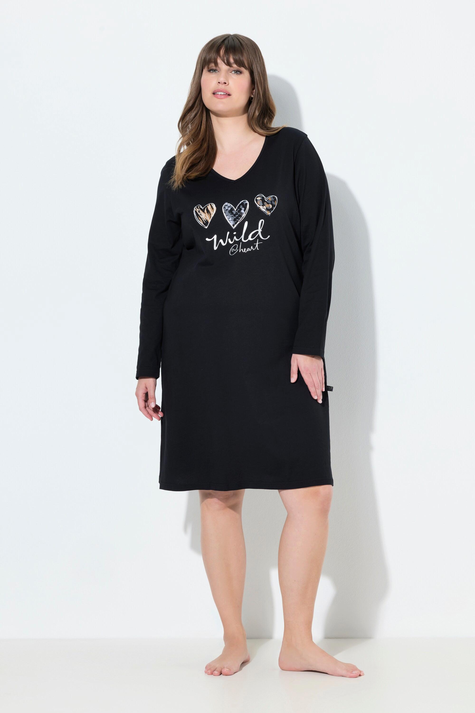 Ulla Popken Leomotiv Scollo a V Maniche Lunghe Bigshirt  