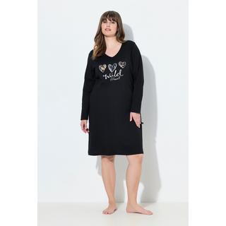 Ulla Popken Leomotiv Scollo a V Maniche Lunghe Bigshirt  