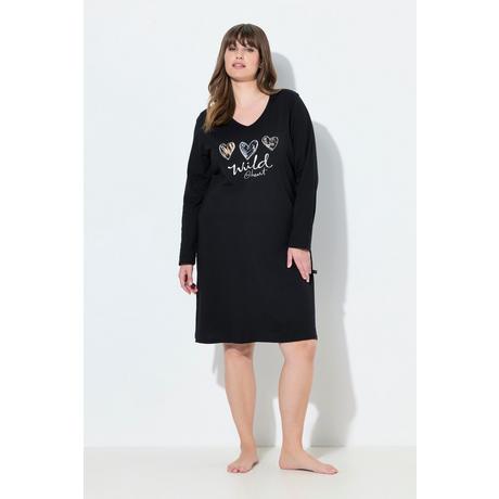 Ulla Popken Leomotiv Scollo a V Maniche Lunghe Bigshirt  