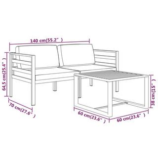 VidaXL Garten-lounge-set aluminium  